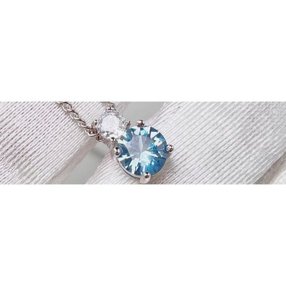 GIVENCHY SILVER NECKLACE with LIGHT BLUE STONE - Picture 3 of 6